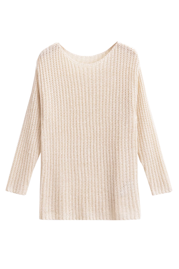 Round Neck Ribbed Knit Sweater