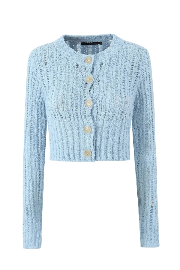 Round Neck Long-Sleeved Knitted Cardigan