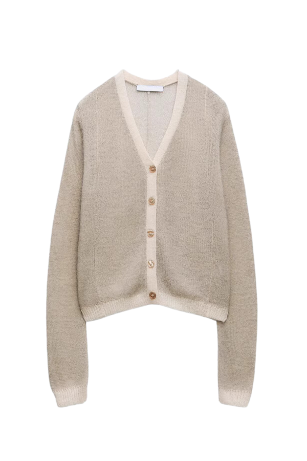 V-Neck Knitted Button-Up Cardigan