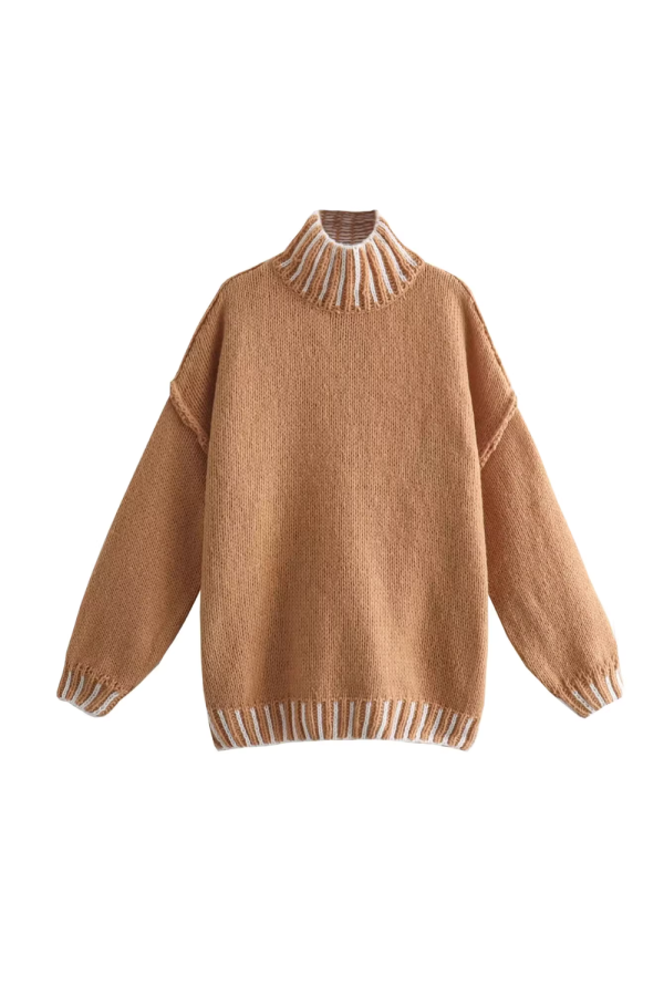 Mock Neck Oversized Knitted Sweater (4 Colors)