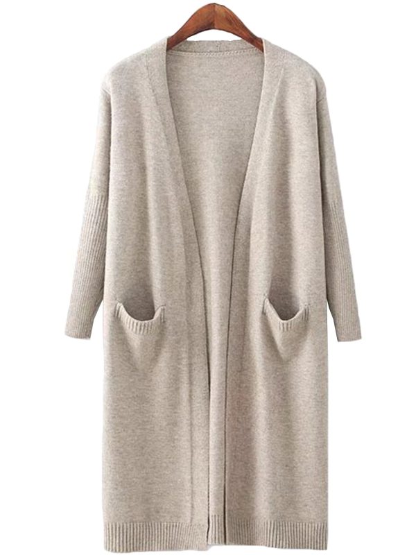 Open Wrap Pocket Long Cardigan