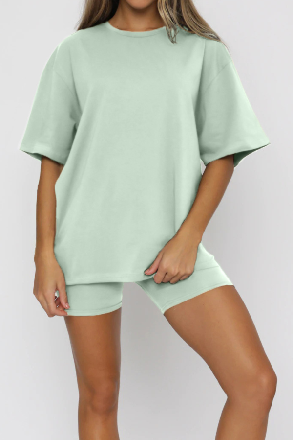 Round Neck Two-Piece Set (4 Colors)